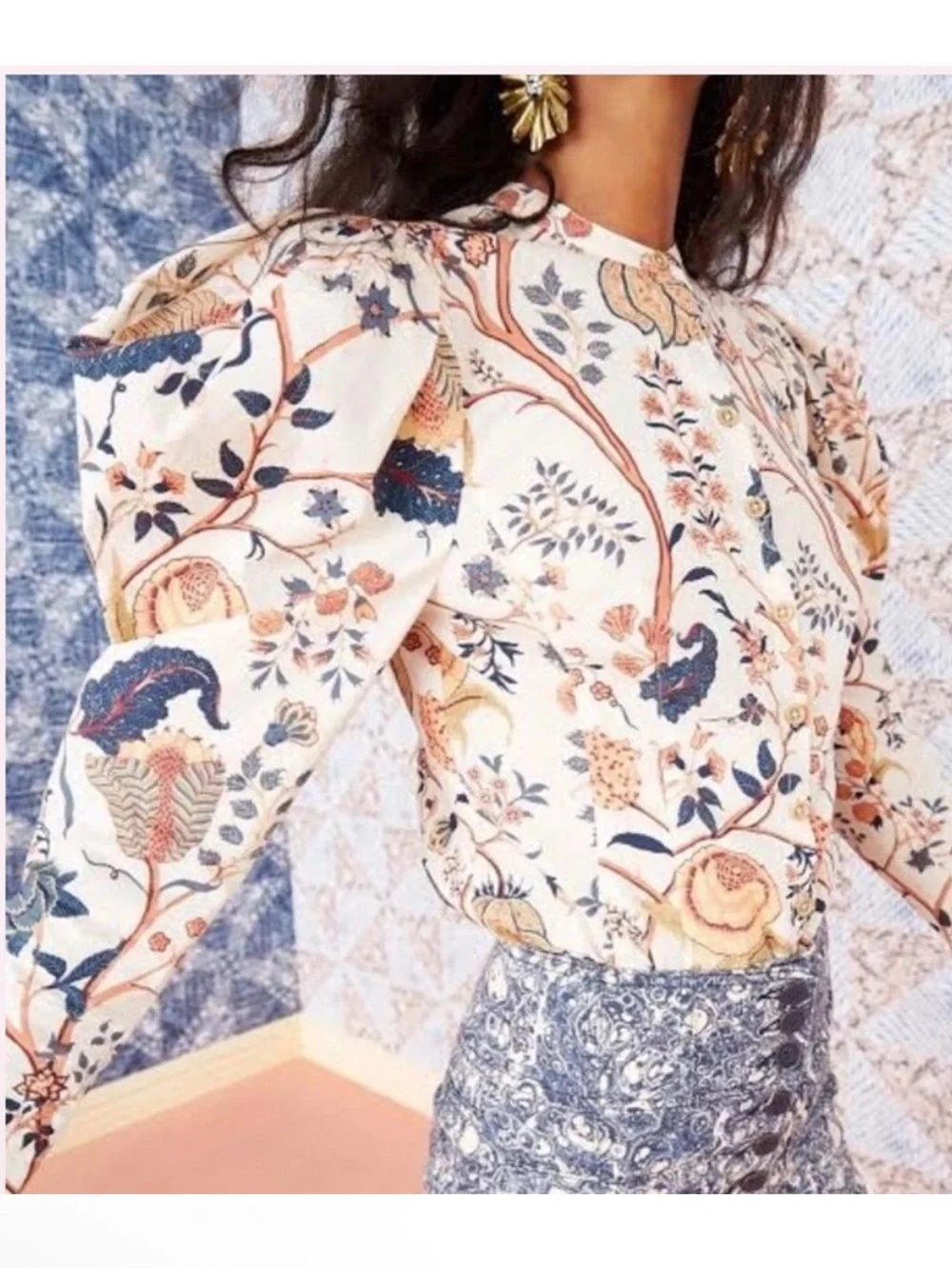 Ulla Johnson Harriet Floral Puff Sleeve Blouse 0